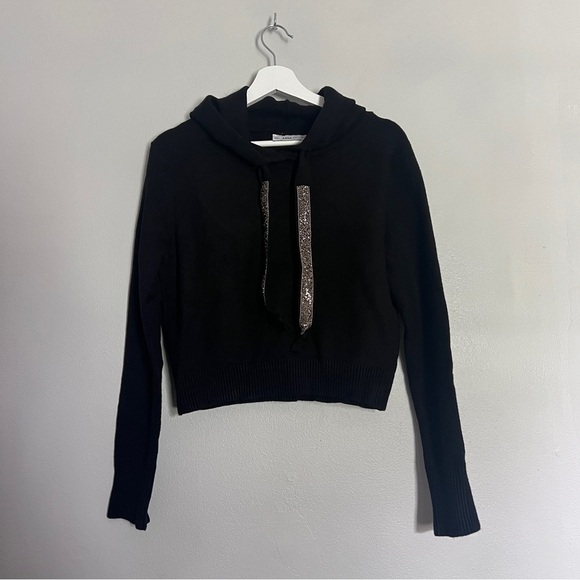 Zara knit crop hoodie with silver shine strings sport - Picture 1 of 9